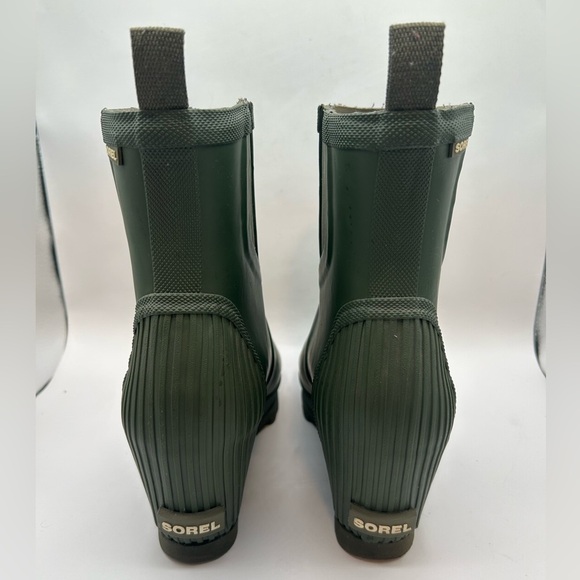Sorel Joan Of Arctic Rain Wedge Rain Boots Chelsea Waterproof Green Rubber 11 - Picture 6 of 15